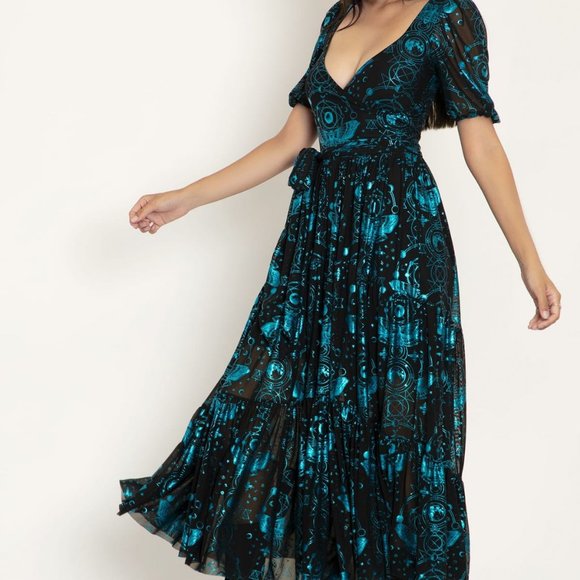 SACRED MOON TEAL WRAP MIDAXI DRESS - NWT -Sold out - Picture 7 of 8